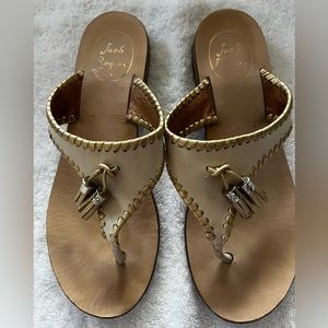 Jack Rogers, size 7, gold and tan